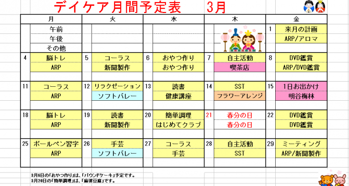 暖かいですね。デイケアです。