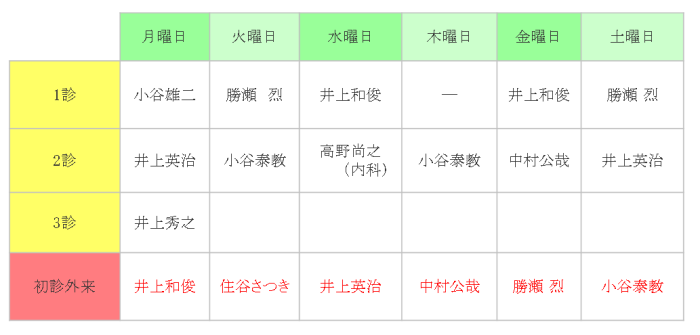 診察スケジュール